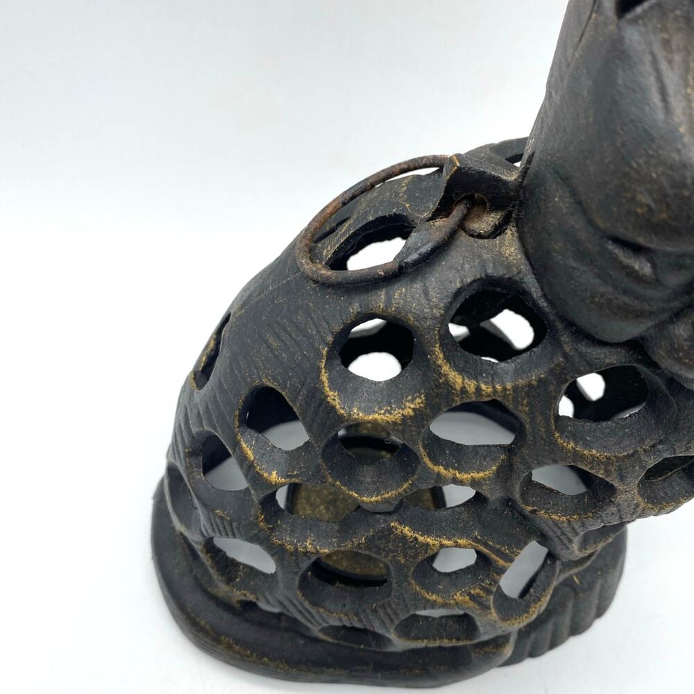 VTG Cast Iron Cat‎ Lantern Japan Cast Iron Pouty Cat Lantern 8.5" tall Vintage - Picture 6 of 9